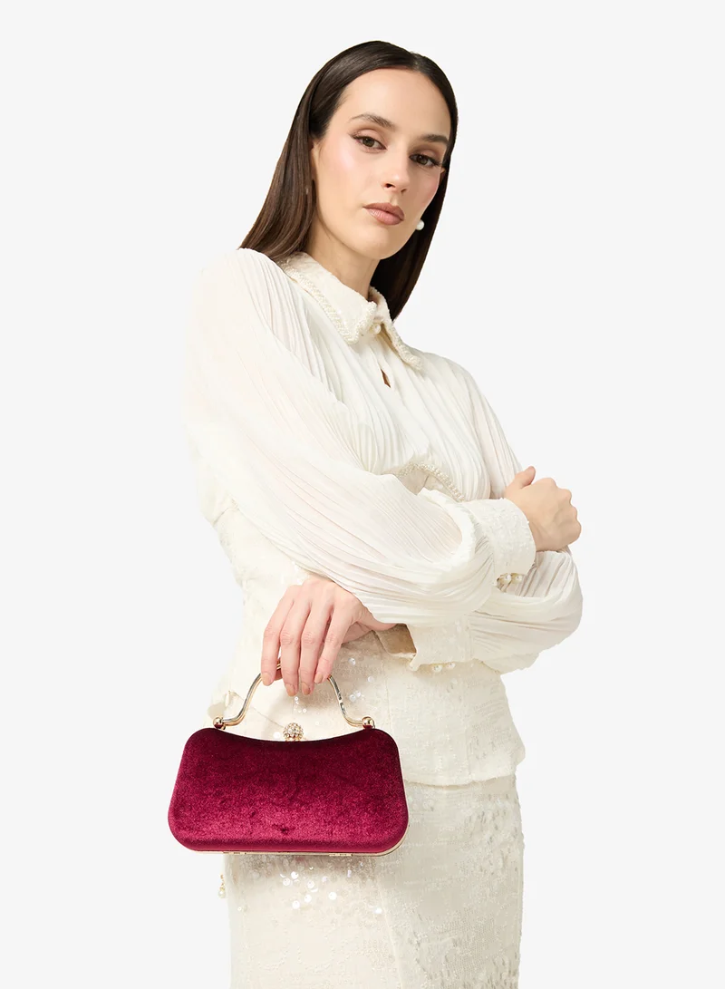 Khizana Red Shimmer Bag With Gold Accent And Top Handle for Women | Best Price UAE